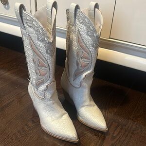 Silver and Cream Western Boots